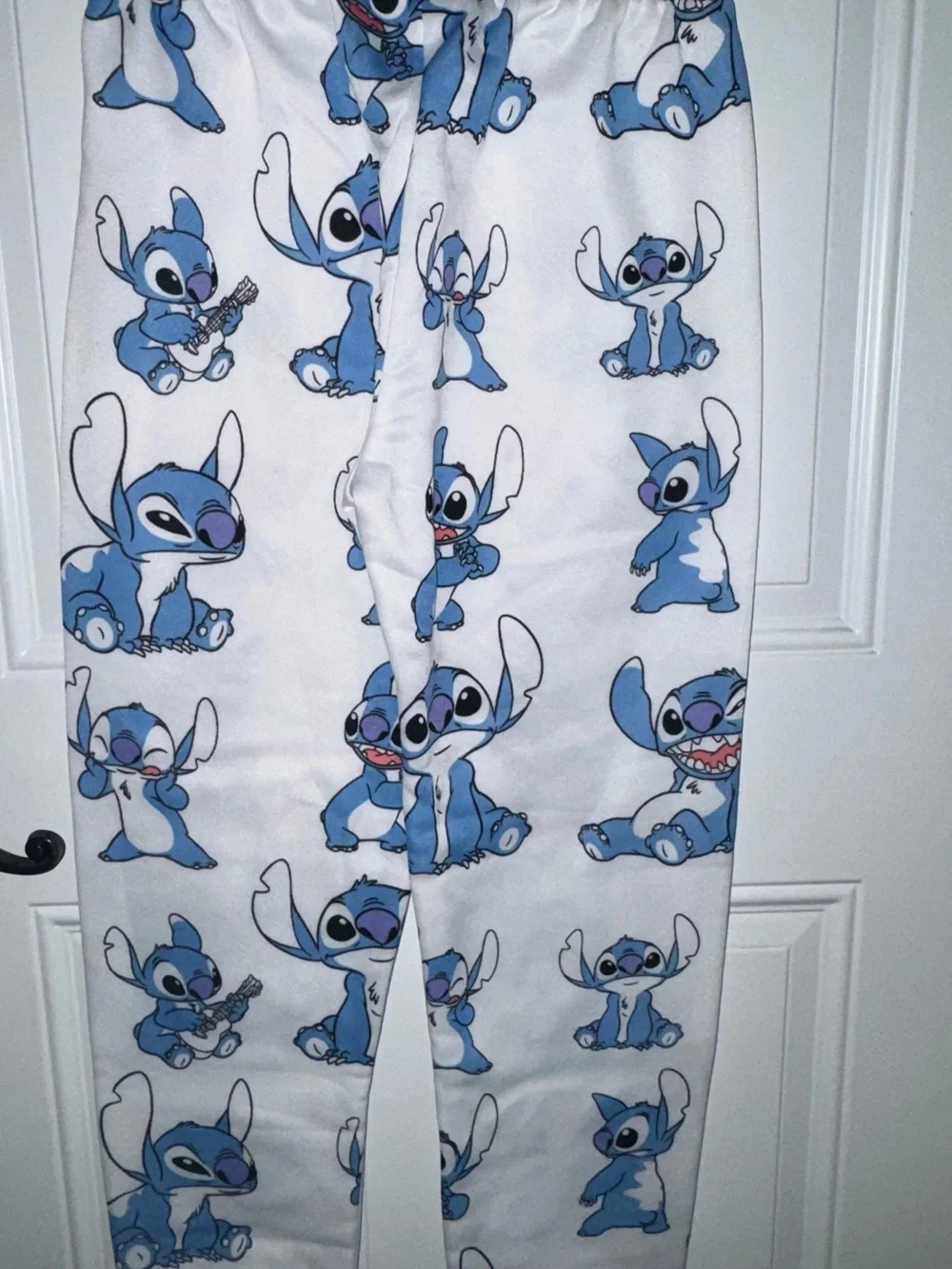 Disney White and Blue Stitch Print Kids Pajama Bottoms